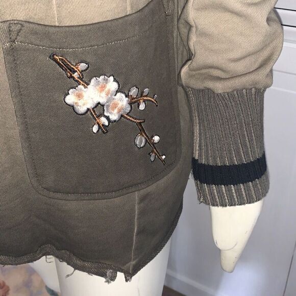 NWT Soft Surroundings Women’s Boho Mixed Media Floral Embroidered Olive Green Ja - Picture 4 of 14